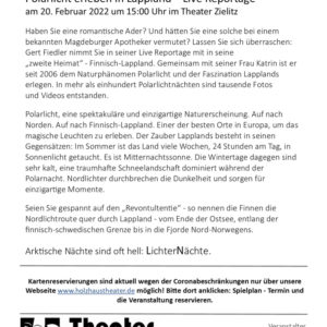Livereportage LichterNächte, Holzhaustheater Zielitz,  Einladung